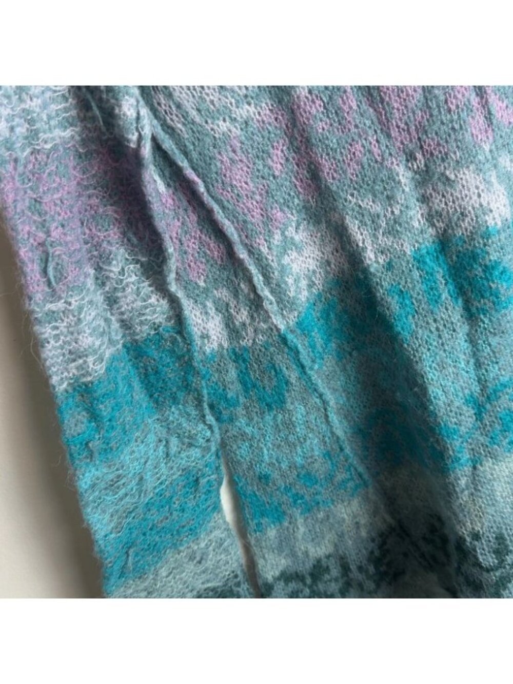 Free People Alpaca Wool Blend Striped Knit Sweater Teal Purple Boho Size Small - Picture 6 of 8